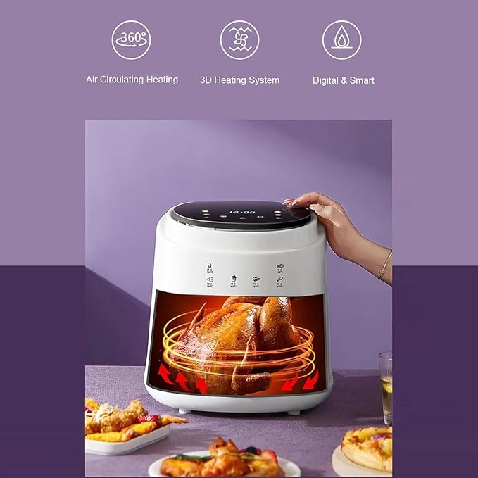 Air Fryer, 8L Oil Free Air Fryer with LED Touch Screen, 60min Timer, Ajustable 0-200℃, 4 Presets, Nonstick Removable Basket, 1400W Hot Air Circulation Air Fryer Oven - Charm Trendify 