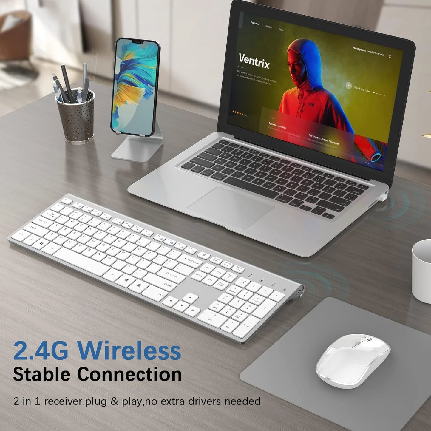 JOYACCESS Wireless Keyboard and Mouse Combo, JOYACCESS 2.4G Slim Wireless - Charm Trendify 