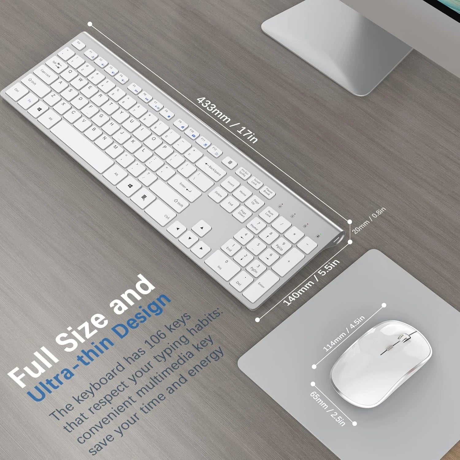 JOYACCESS Wireless Keyboard and Mouse Combo, JOYACCESS 2.4G Slim Wireless - Charm Trendify 