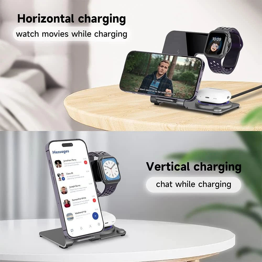 3 in 1 Wireless Charging Station, Fast Wireless Charger Stand for Fast Charge - Charm Trendify 