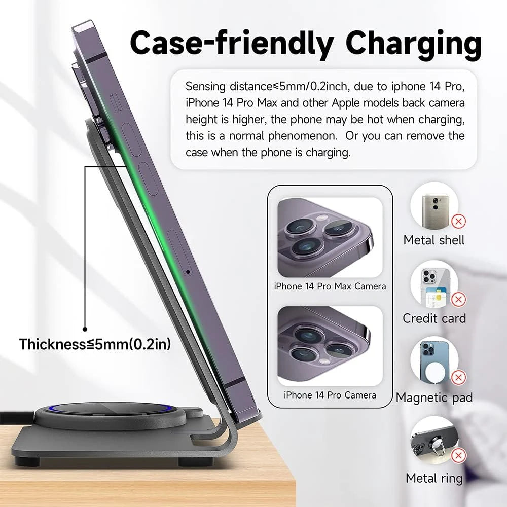 3 in 1 Wireless Charging Station, Fast Wireless Charger Stand for Fast Charge - Charm Trendify 