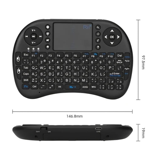 Rii Wireless Keyboard,[Arabic layout] i8 Mini Keyboard with Touchpad ＆ QWERTY - Charm Trendify 